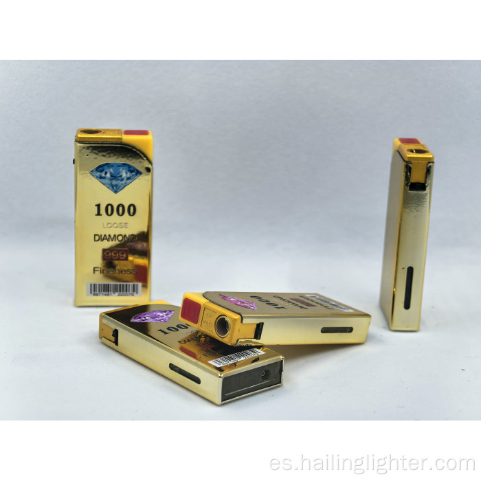 Encendedor de cigarrillos recargable con llama de antorcha de butano de metal azabache